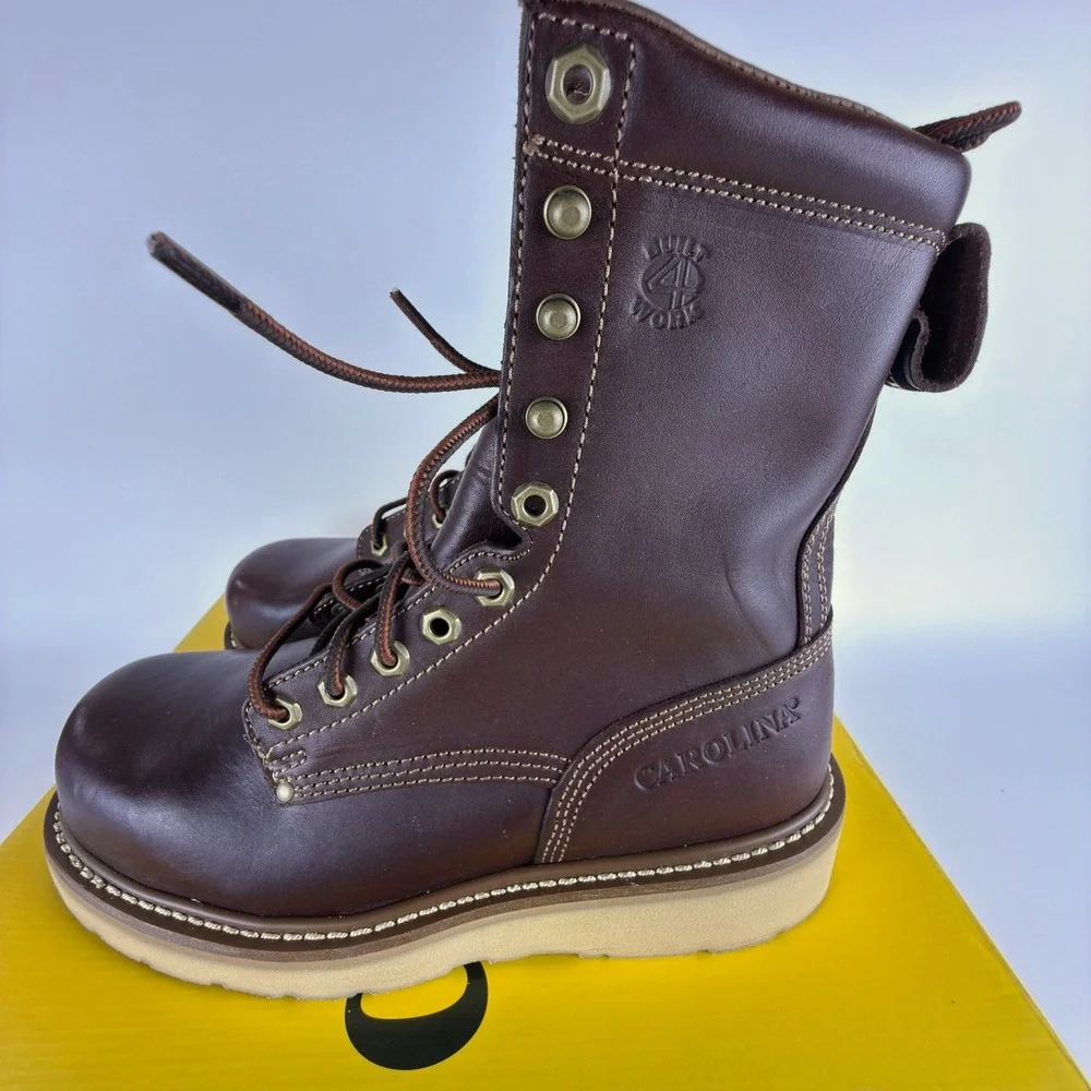 Carolina CA8549 Mens 8 D Brown Leather Soft Toe Steel Shank Work Boots‎ NIB